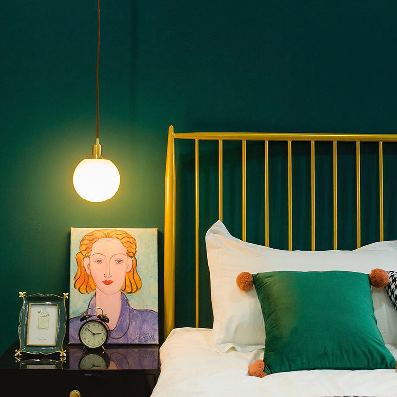 Nordic Modern Spherical Shape Pendant Light Frosted White Glass 1 Light  Suspension Light  for Bedroom