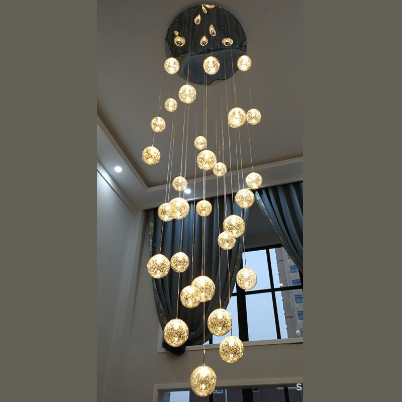 Globe Multi Light Pendant Mid-Century Modern Glass Hanging Pendant Lights for Duplex Stairs