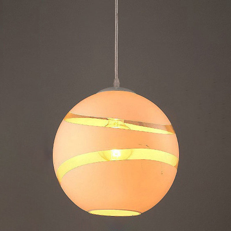 Contemporary Design Globe Hanging Lamp Frosted Glass Shade 1 Light  Pendant Light for Restaurant