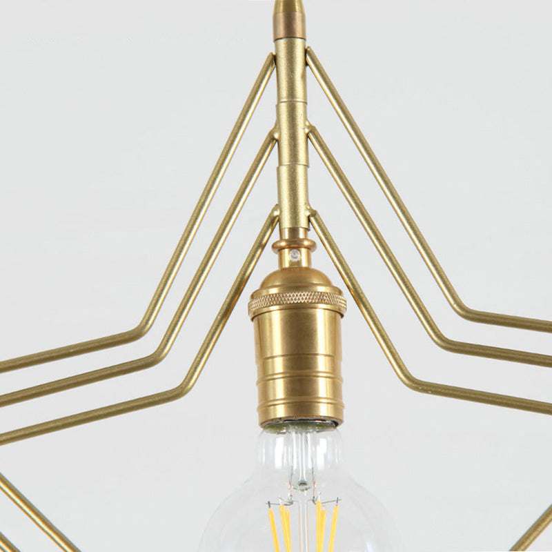 Metal 1 Light Pendant Light Nordic Simple Creative Star Cage Hanging Lamp for Living Room