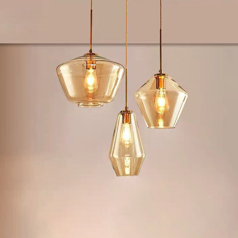 Modern minimalistisch handgeblazen glazen hanglampje Amber 1 lichte eetkamer hangend plafondlicht