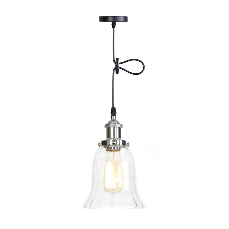 1 lumière suspendue légère à plafond en verre transparent simple pour le restaurant