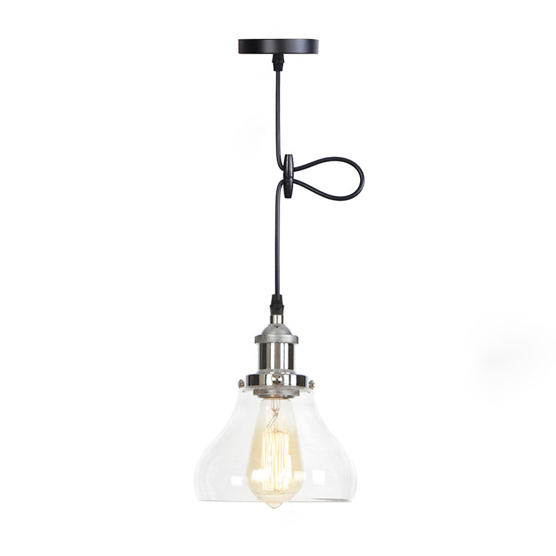 1 lumière suspendue légère à plafond en verre transparent simple pour le restaurant