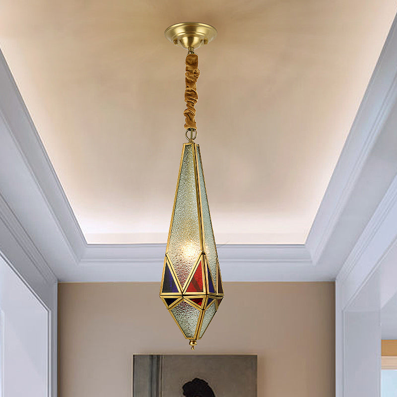 Bubble Glass Red Hanging Light Geometric 1 Light Colonial Down Lighting Pendant for Corridor