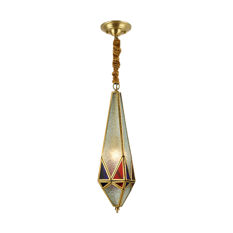 Bubble Glass Red Hanging Light Geometric 1 Light Colonial Down Lighting Pendant for Corridor