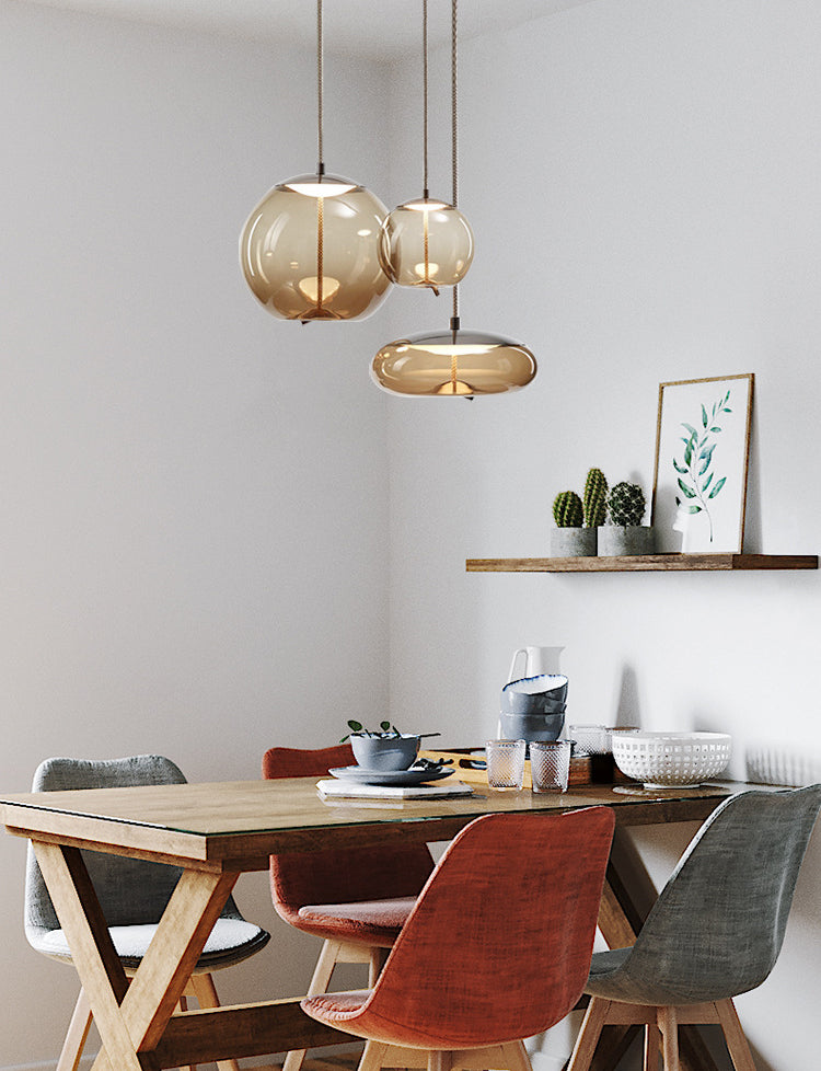 Modern plafond hanglamp met schaduwglas 1 lichte druppel hanger