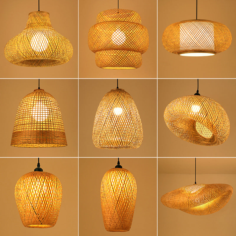 Modern Hand-Woven Suspension Pendant Light Rattan 1 Light Pendant Light