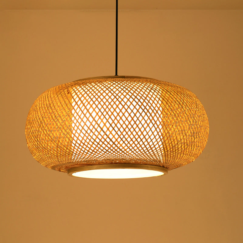 Modern Hand-Woven Suspension Pendant Light Rattan 1 Light Pendant Light