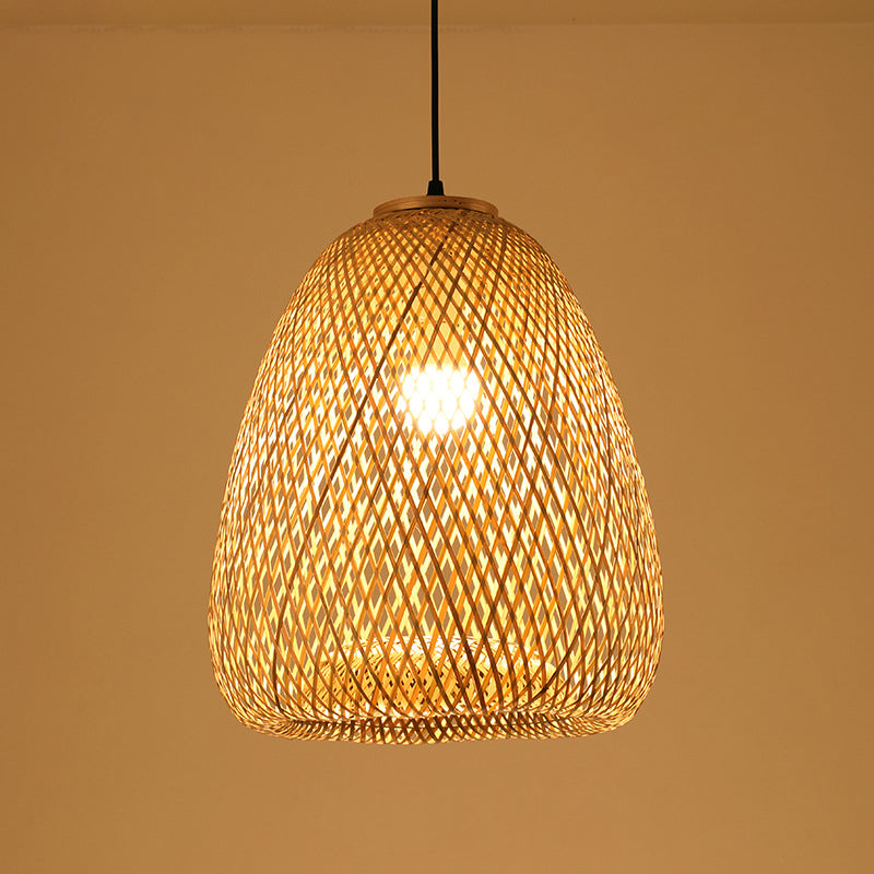 Modern Hand-Woven Suspension Pendant Light Rattan 1 Light Pendant Light