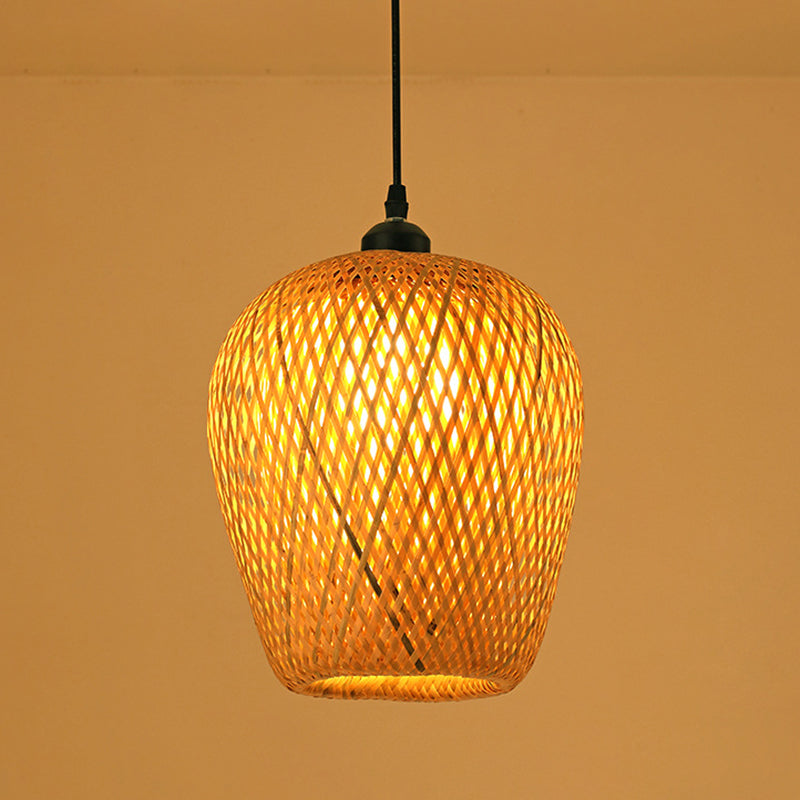 Modern Hand-Woven Suspension Pendant Light Rattan 1 Light Pendant Light