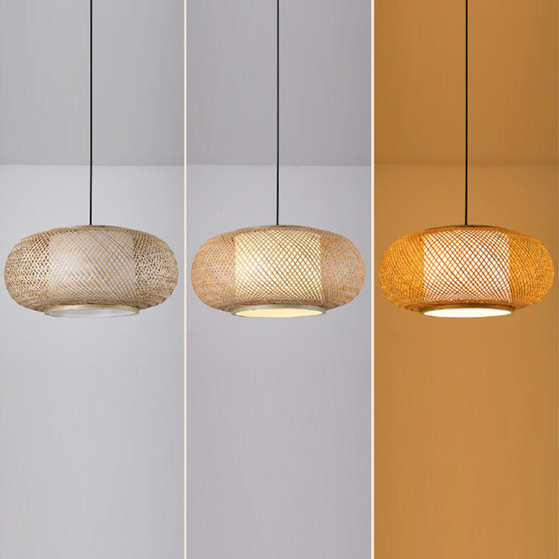 Modern Hand-Woven Suspension Pendant Light Rattan 1 Light Pendant Light