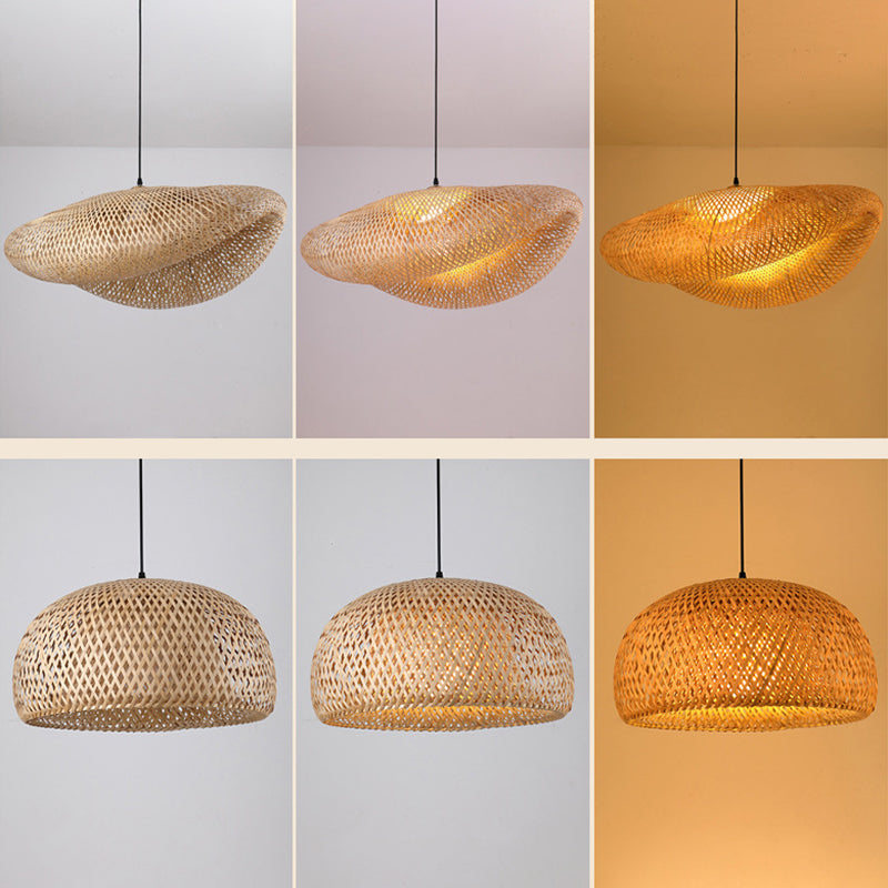 Modern Hand-Woven Suspension Pendant Light Rattan 1 Light Pendant Light