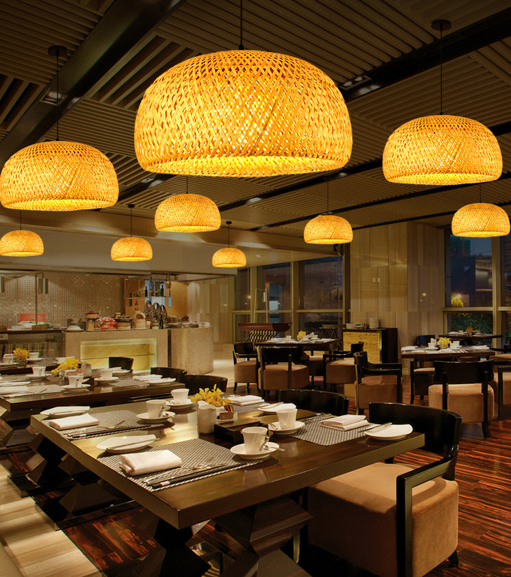 Modern Hand-Woven Suspension Pendant Light Rattan 1 Light Pendant Light