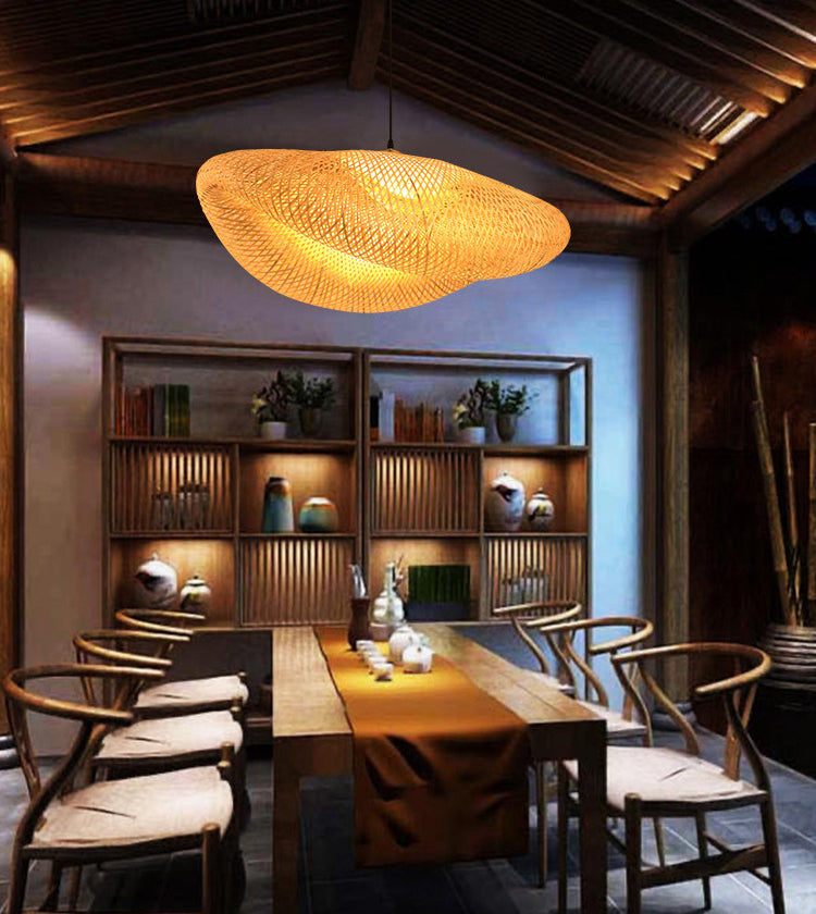 Modern Hand-Woven Suspension Pendant Light Rattan 1 Light Pendant Light