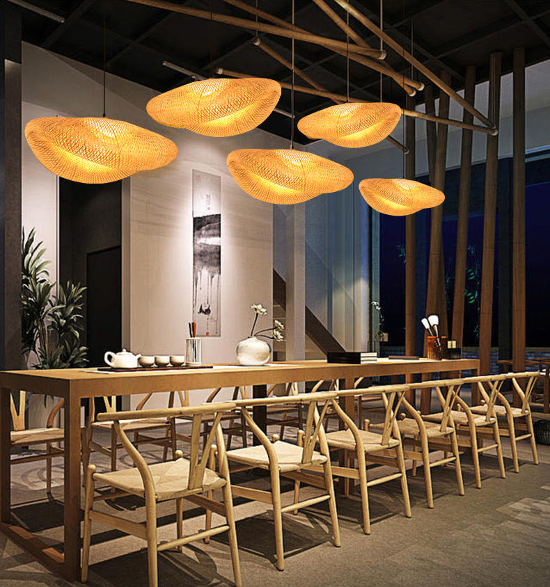 Modern Hand-Woven Suspension Pendant Light Rattan 1 Light Pendant Light