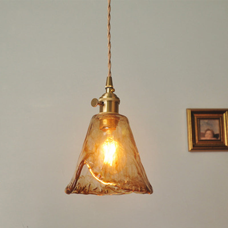 1 Light Geometric Ceiling Light Industrial Style Dimpled Blown Glass Hanging Pendant Lights for Restaurant