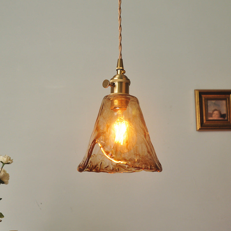 1 Light Geometric Ceiling Light Industrial Style Dimpled Blown Glass Hanging Pendant Lights for Restaurant