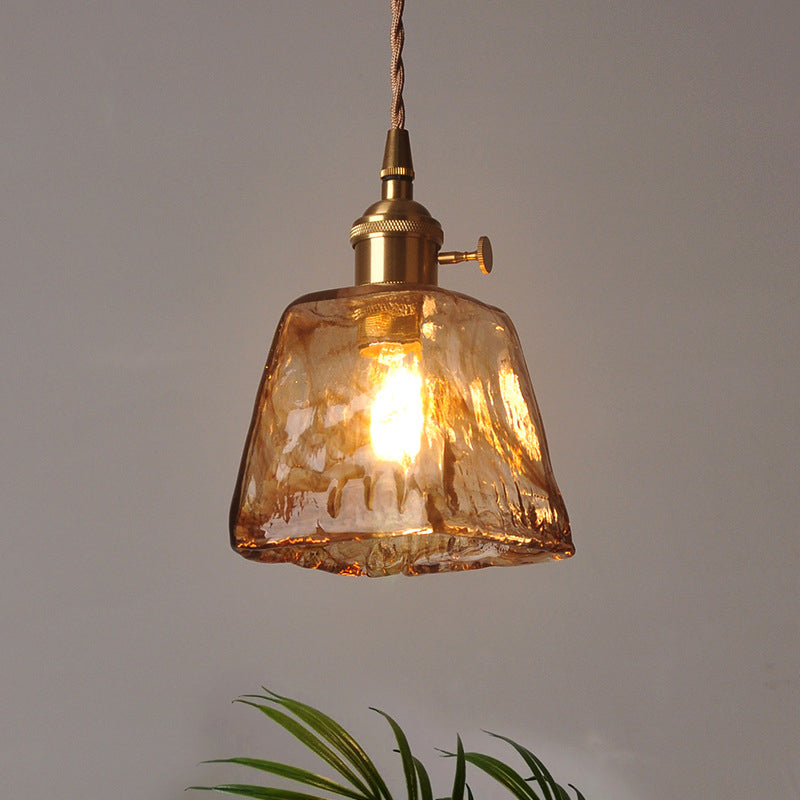 1 Light Geometric Ceiling Light Industrial Style Dimpled Blown Glass Hanging Pendant Lights for Restaurant
