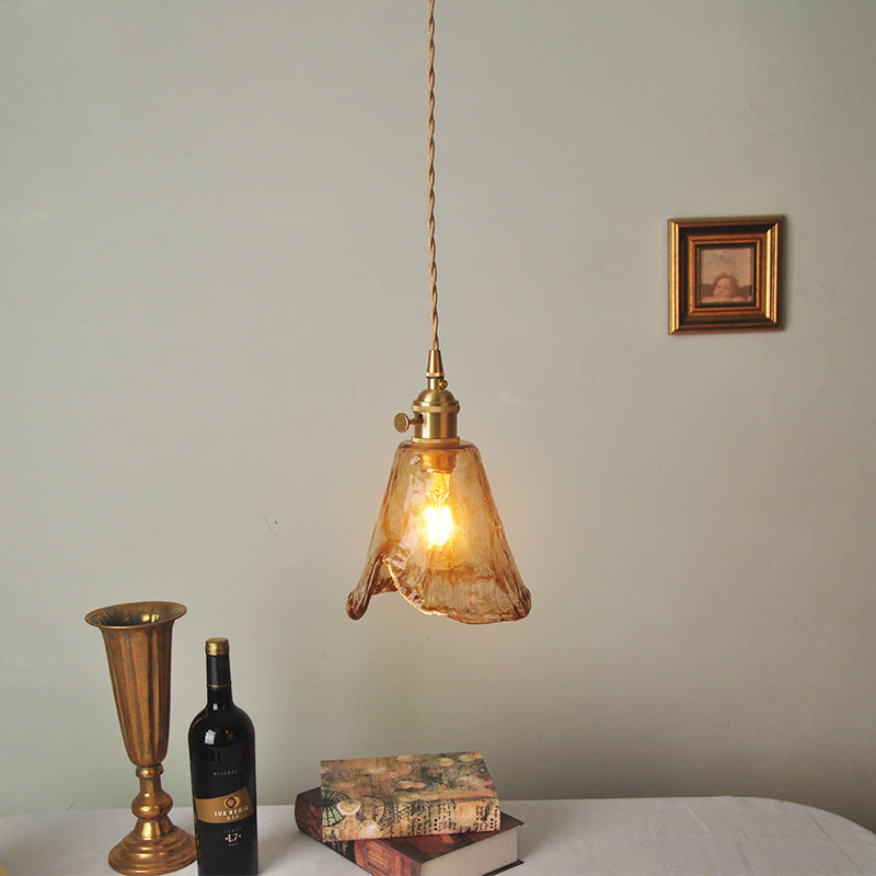 1 Light Geometric Ceiling Light Industrial Style Dimpled Blown Glass Hanging Pendant Lights for Restaurant