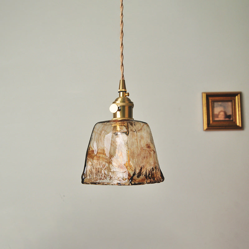 1 Light Geometric Ceiling Light Industrial Style Dimpled Blown Glass Hanging Pendant Lights for Restaurant