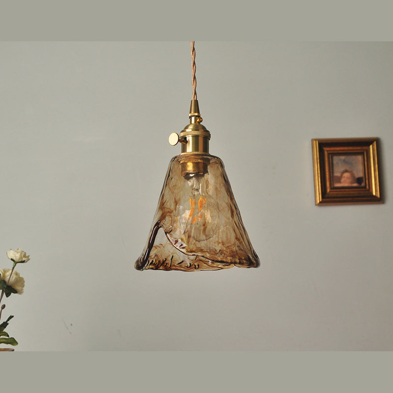 1 Light Geometric Ceiling Light Industrial Style Dimpled Blown Glass Hanging Pendant Lights for Restaurant