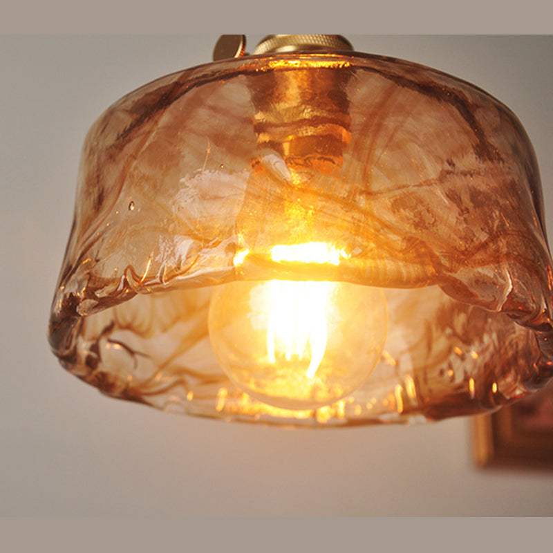 1 Light Geometric Ceiling Light Industrial Style Dimpled Blown Glass Hanging Pendant Lights for Restaurant