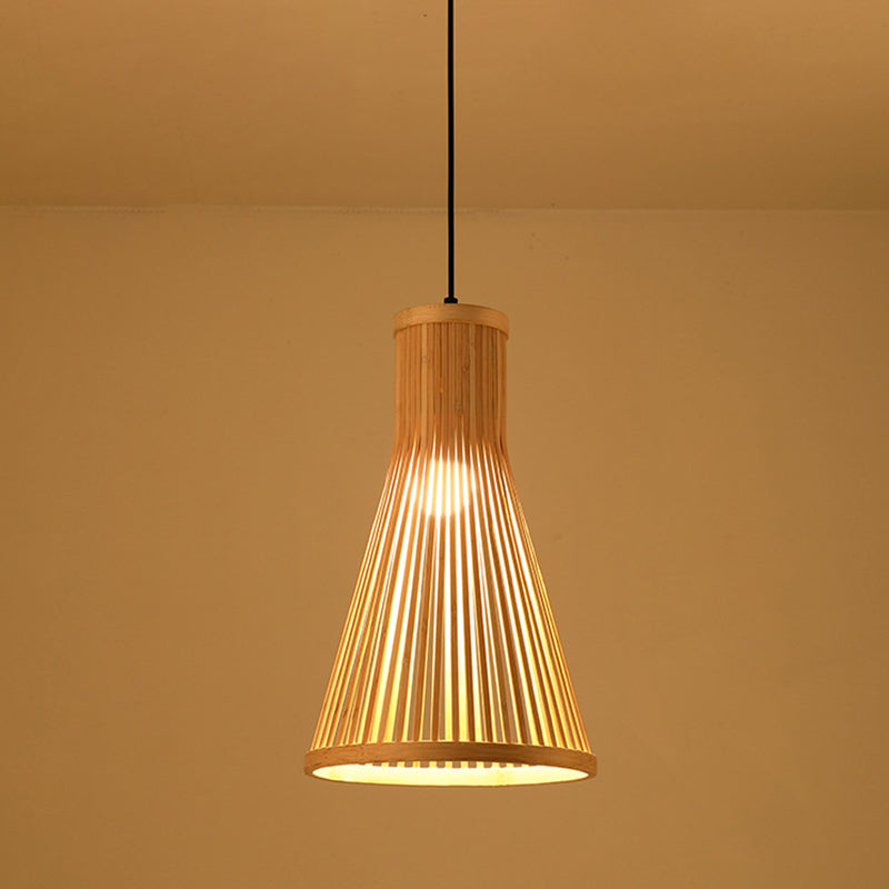 Chinese Pendant Lighting Fixtures Bamboo Hanging Light with Hanging Cord for Restaurant