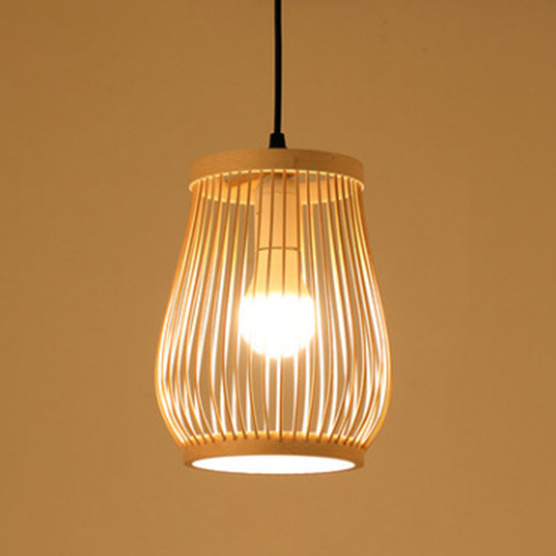 Chinese Pendant Lighting Fixtures Bamboo Hanging Light with Hanging Cord for Restaurant