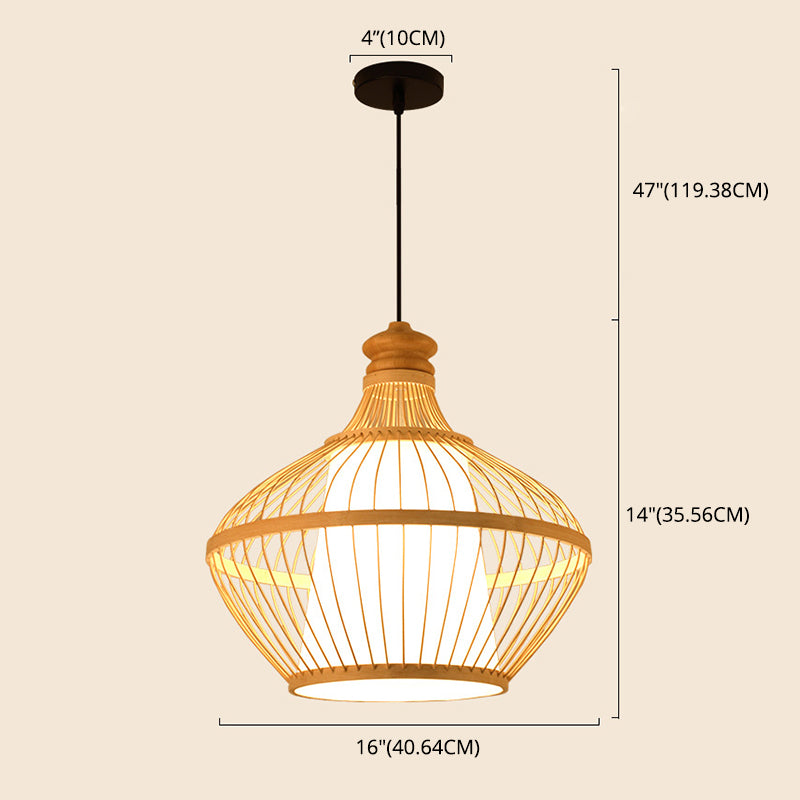 Chinese Pendant Lighting Fixtures Bamboo Hanging Light with Hanging Cord for Restaurant