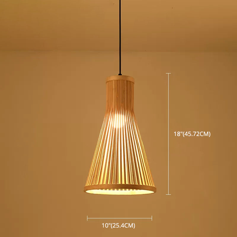 Chinese Pendant Lighting Fixtures Bamboo Hanging Light with Hanging Cord for Restaurant