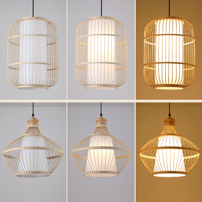 Chinese Pendant Lighting Fixtures Bamboo Hanging Light with Hanging Cord for Restaurant