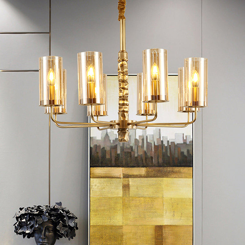 Gold 8 teste Luce del lampadario Colonialismo Clero Cilindro a sospensione Luce del soffitto a sospensione