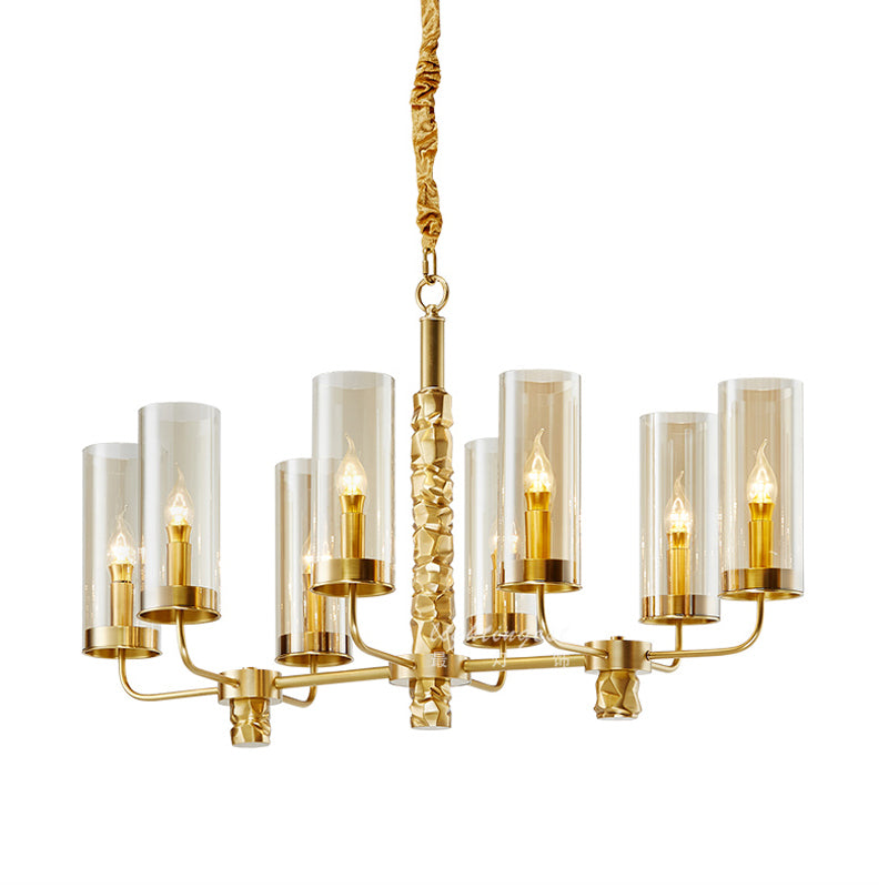 Gold 8 teste Luce del lampadario Colonialismo Clero Cilindro a sospensione Luce del soffitto a sospensione