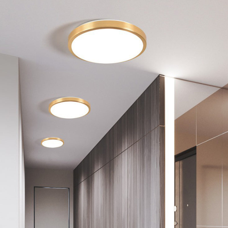 Luminaire encastré rond pour salon en métal LED plafonnier moderne en or