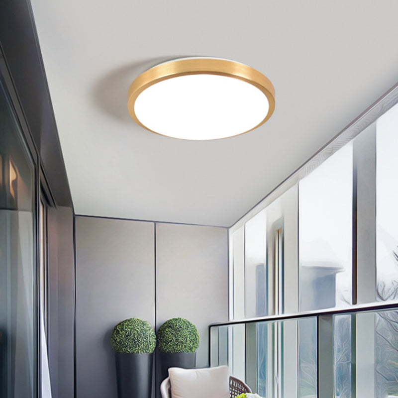 Luminaire encastré rond pour salon en métal LED plafonnier moderne en or