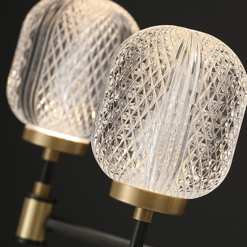 6 luces H65 Cobre Estilo moderno Candelera ovalada Prismática Vidry Shade Iluminación de iluminación para sala de estar