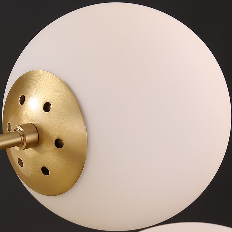 Gold Nordic Style Full Brass Lighting Fixture White Glass Ball Shade Molecular Large Chandelier
