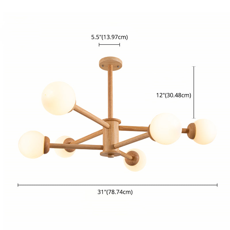 Original Wood Molecular Styling Chandelier Modern Simplicity Style Living Room Lighting Fixture