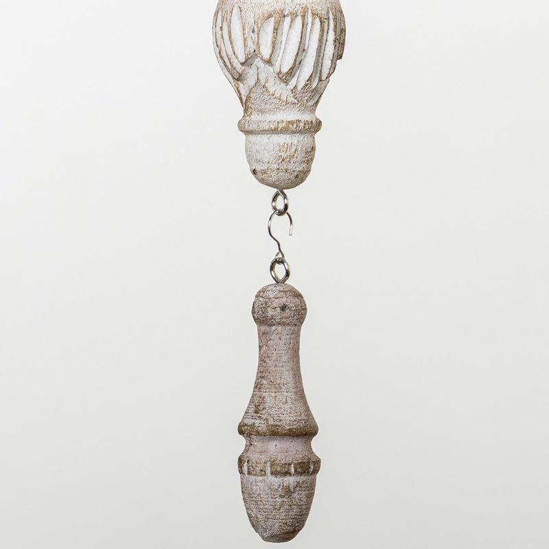 Hand Carving Aged Solid Wood Chandelier 6-light Rustic Style Candlestick Design Lighting Fixture for Coffee Shop