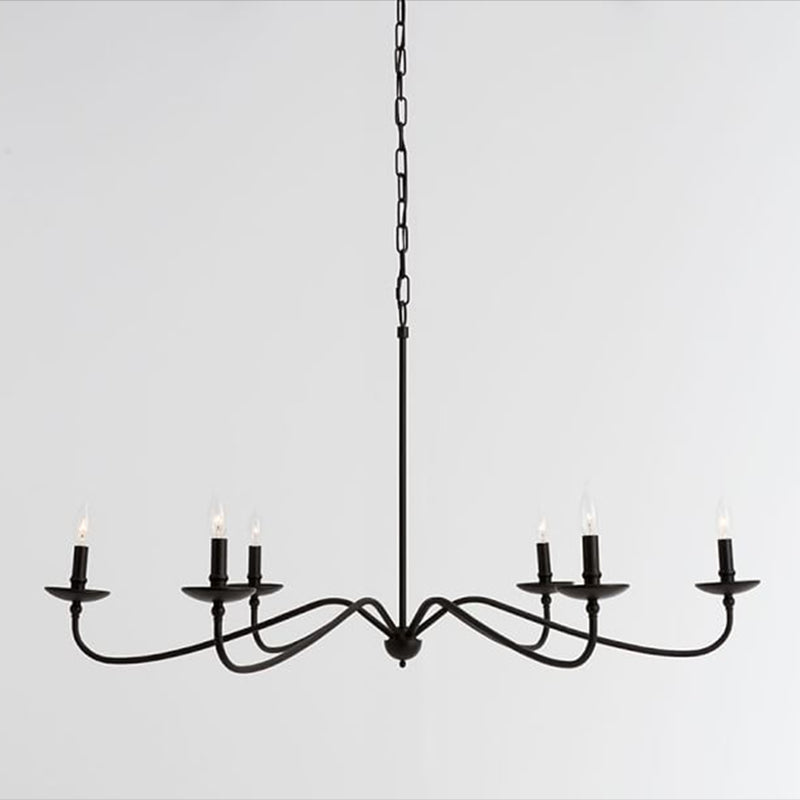 6-Lights American Style Vintage Vollkupfer Kronleuchter Candlestick Lampenhalter Design 37,8 "Weithängellampe für Esszimmer