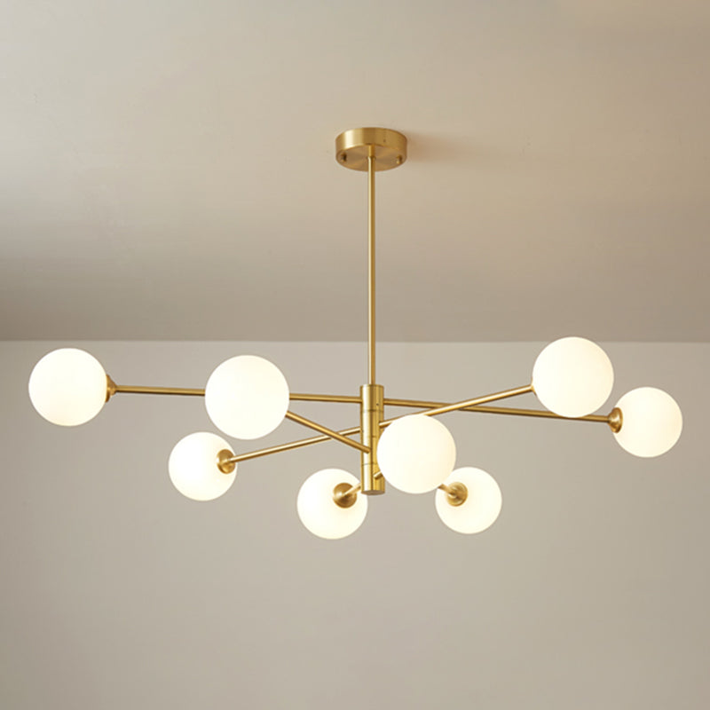 Lampadella da soggiorno minimalista moderno a 8 luci da 32 "Lampada di sospensione in vetro molecolare larga