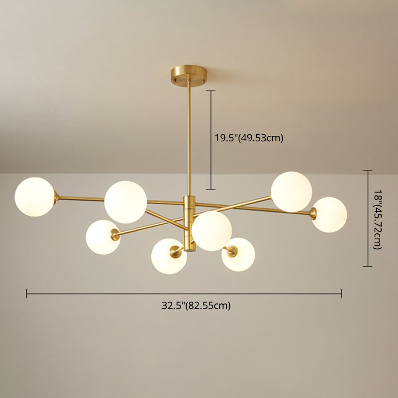 8-light Modern Minimalist Living Room Chandelier 32" Wide Molecular Styling Glass Orb Suspension Lamp