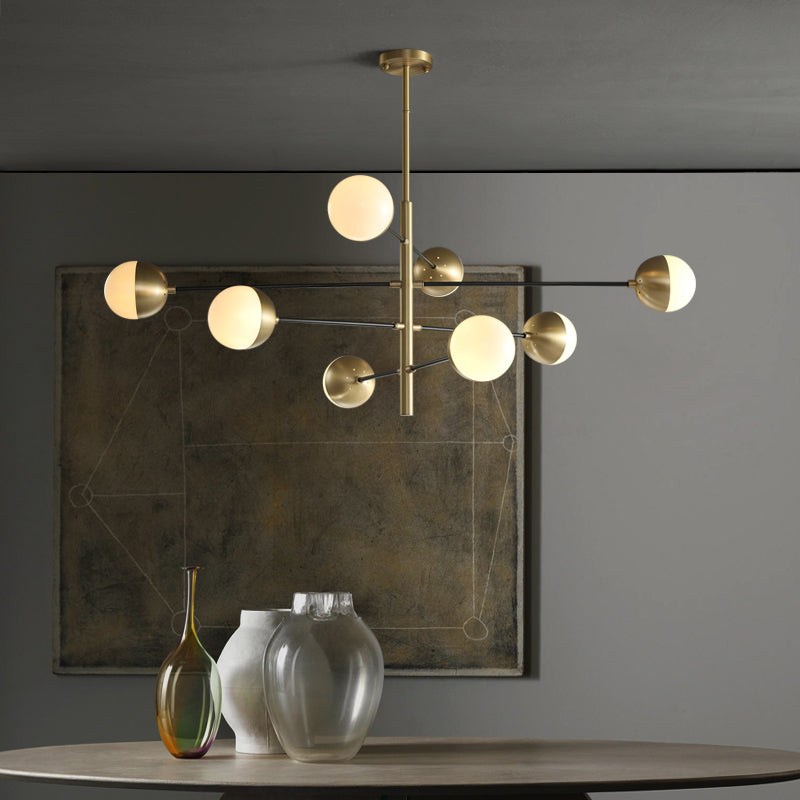 Lampadella in ottone in ottone in stile post-moderno in metallo + glass sfera di stile molecolare accompagnamento in oro