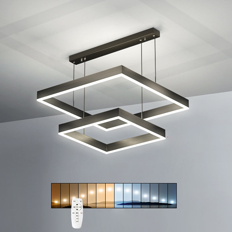 Acryl vierkante kroonluchter lamp Minimalistische stijl LED -hanger lichtkit in zwart