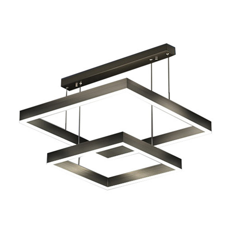 Acryl vierkante kroonluchter lamp Minimalistische stijl LED -hanger lichtkit in zwart