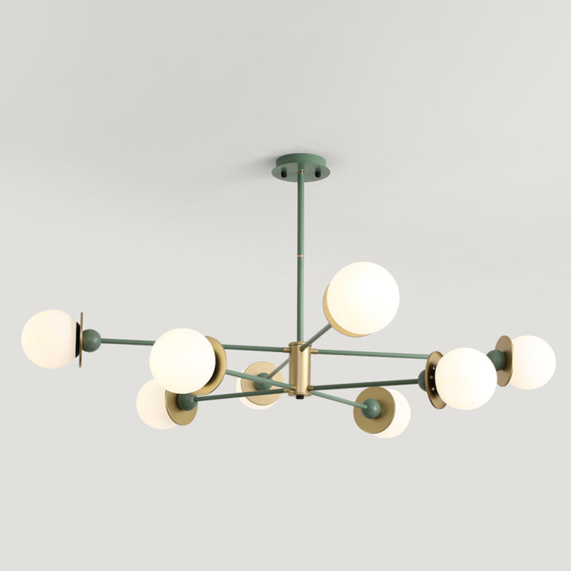 8-Light Contemporary Simplicity Glass Chandelier Round Metal Sheet Design Molecular Styling Lighting Pendant