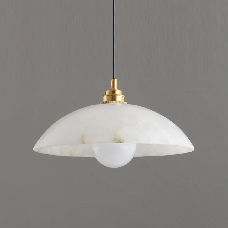 11.8 pulgadas de ancho tono de cúpula colgante de mármol blanco simplicidad lámpara colgante de latón
