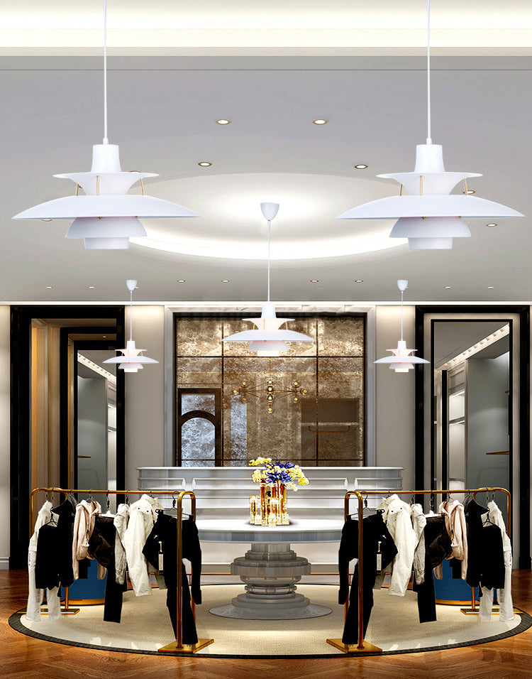 1 niveaux concentriques en couches légères lampe à pension nordique lampe suspendue en métal pour salle à manger