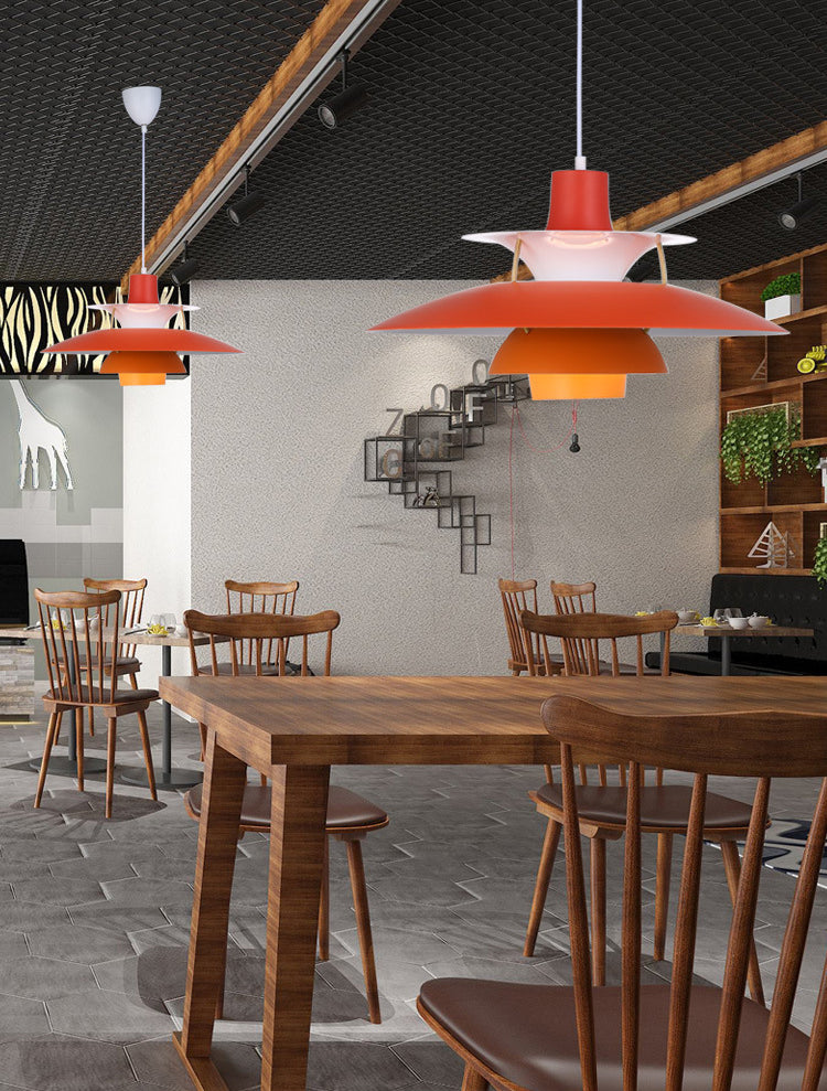 1 niveaux concentriques en couches légères lampe à pension nordique lampe suspendue en métal pour salle à manger