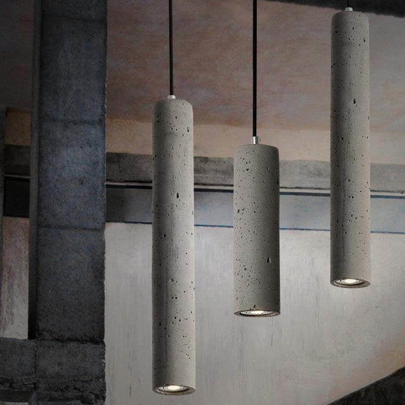 Modern Cylinder Pendant Ceiling Lights Cement 1 Light Pendant Lamp